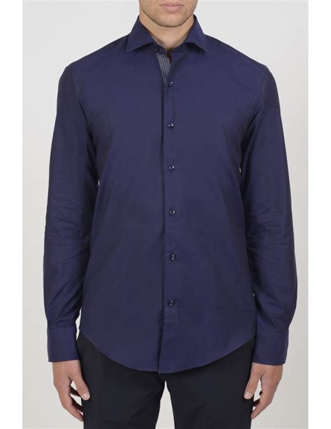 prada camicie nuove uomo|Camicia in cotone in Blu .